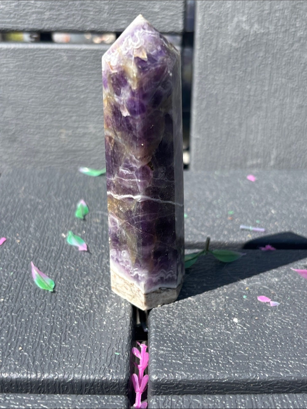 Chevron Amethyst Crystal Point Tower